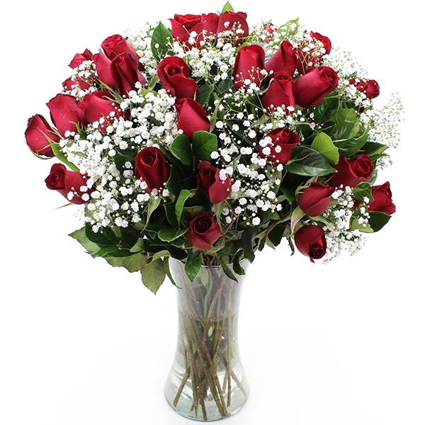 Encanto De Rosas Vermelhas No Vaso De Vidro