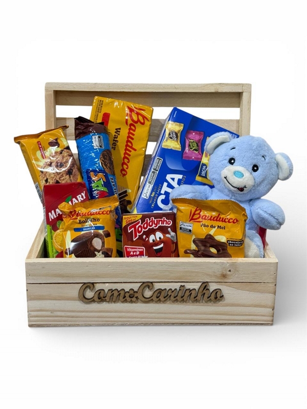 Cesta Mimo com Pelúcia Azul