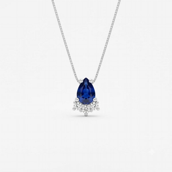 Colar  de Prata Gota Azul com Zircônia