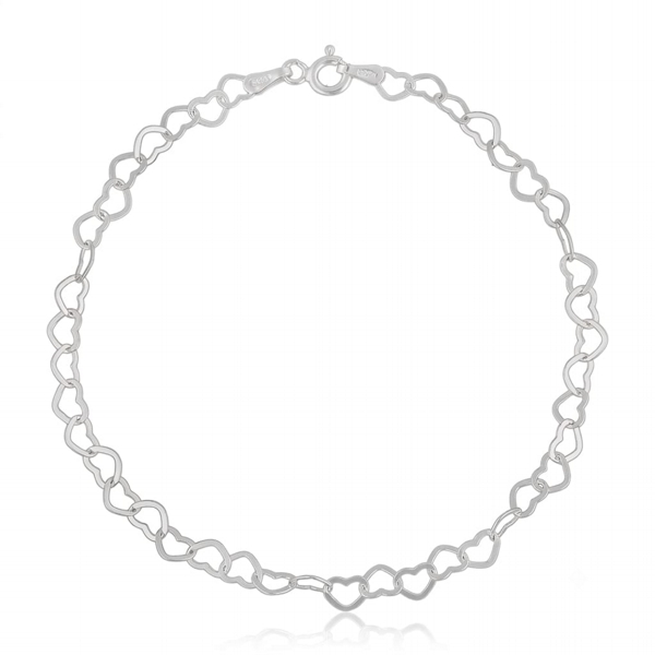 Pulseira de Prata Elos Coração