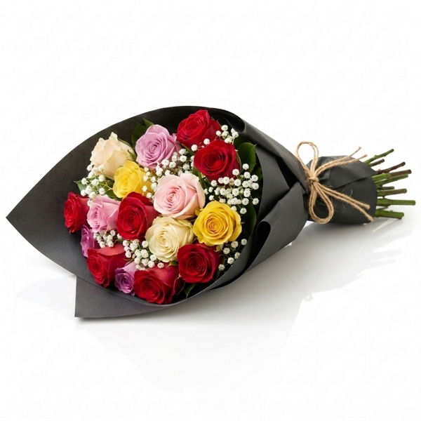 Buquê Sofisticado de Rosas Coloridas