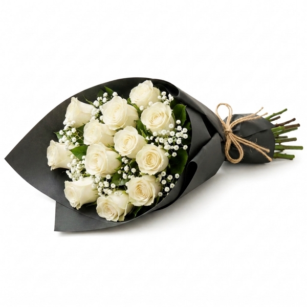 Buquê Sofisticado de Rosas Brancas