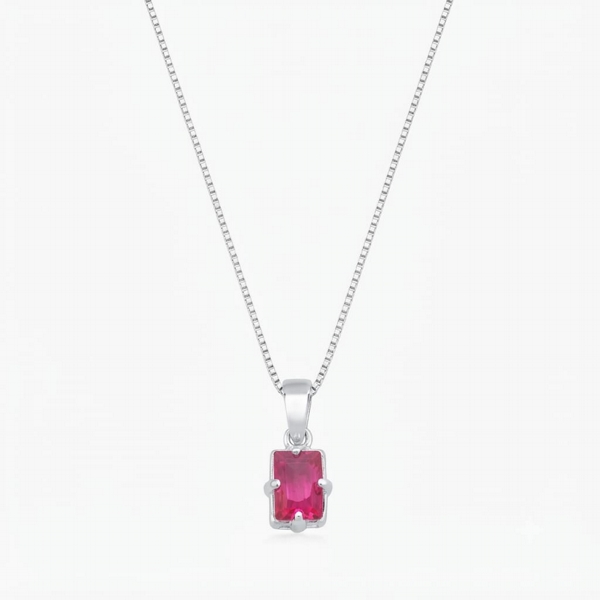 Colar de Prata Retangular Pink