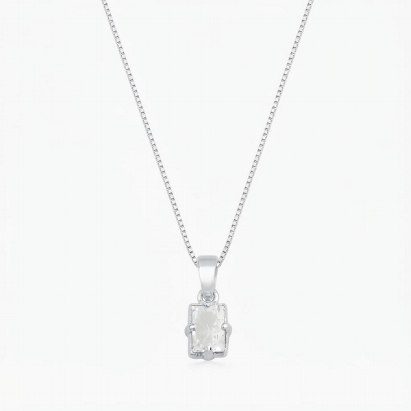 Colar de Prata Retangular Cristal