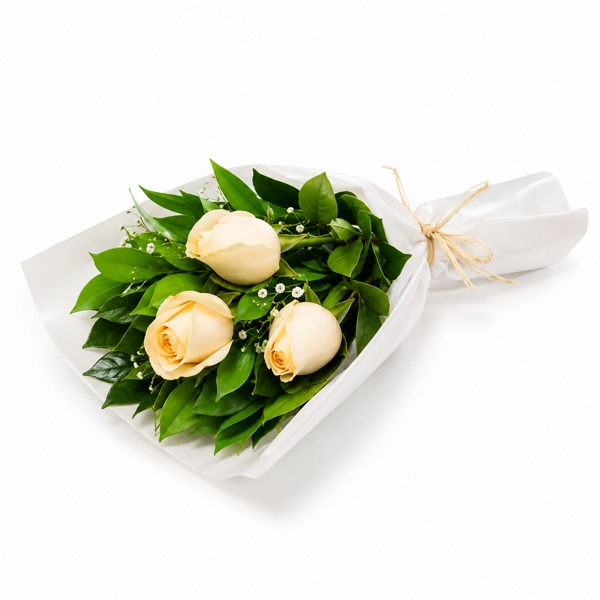 Ramalhete com 3 Rosas Champagne Nacionais