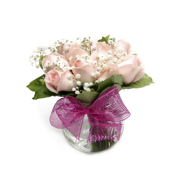 Arranjo De Rosa Cor de Rosa No Vaso de Vidro